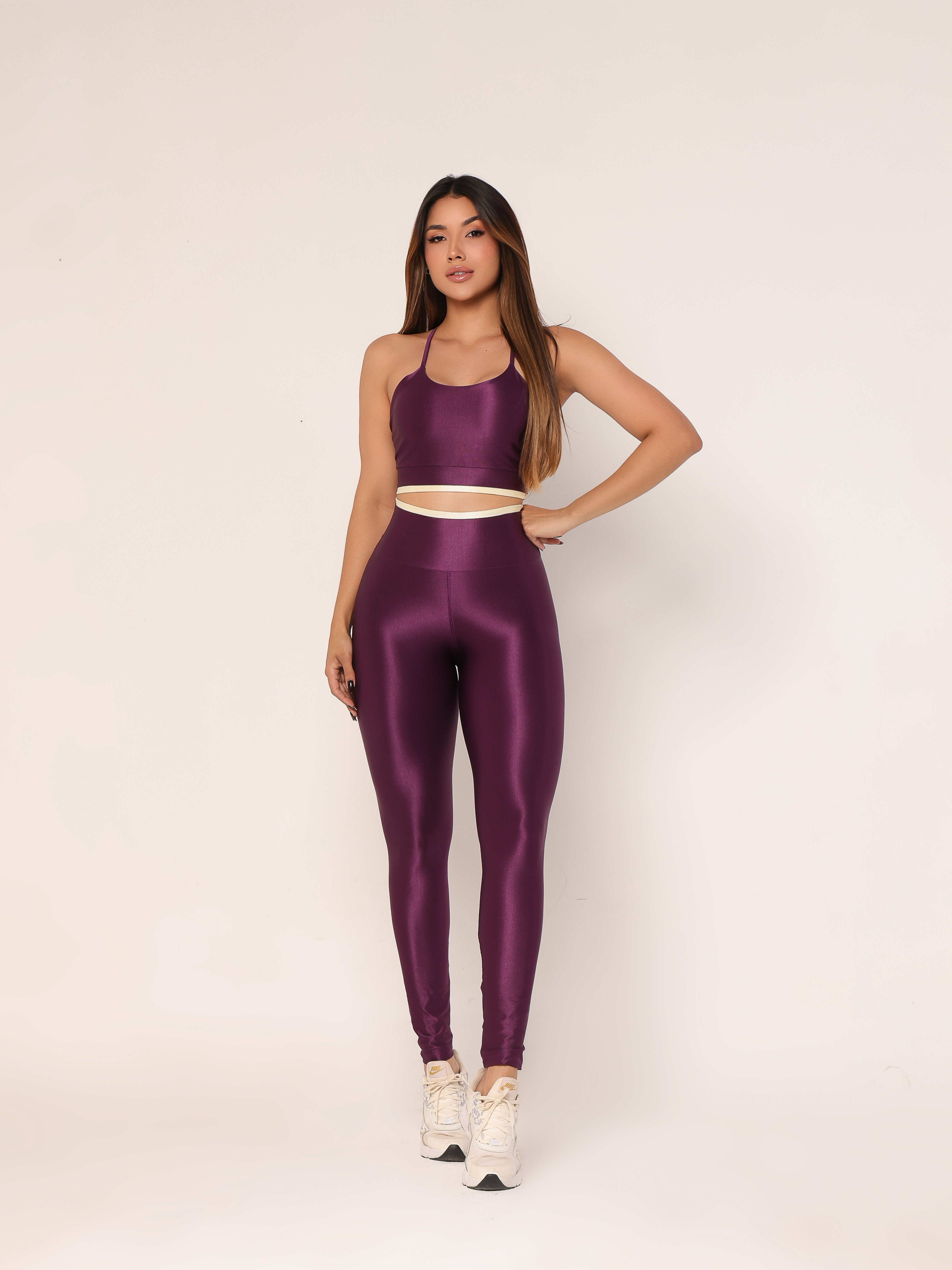 Calça Pantalona Listrada Azul e Branca Paloma